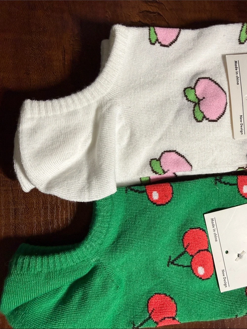 Ellas No-Show Fruit Socks with Peach and Cherry Motif - Low Cut *NWT
